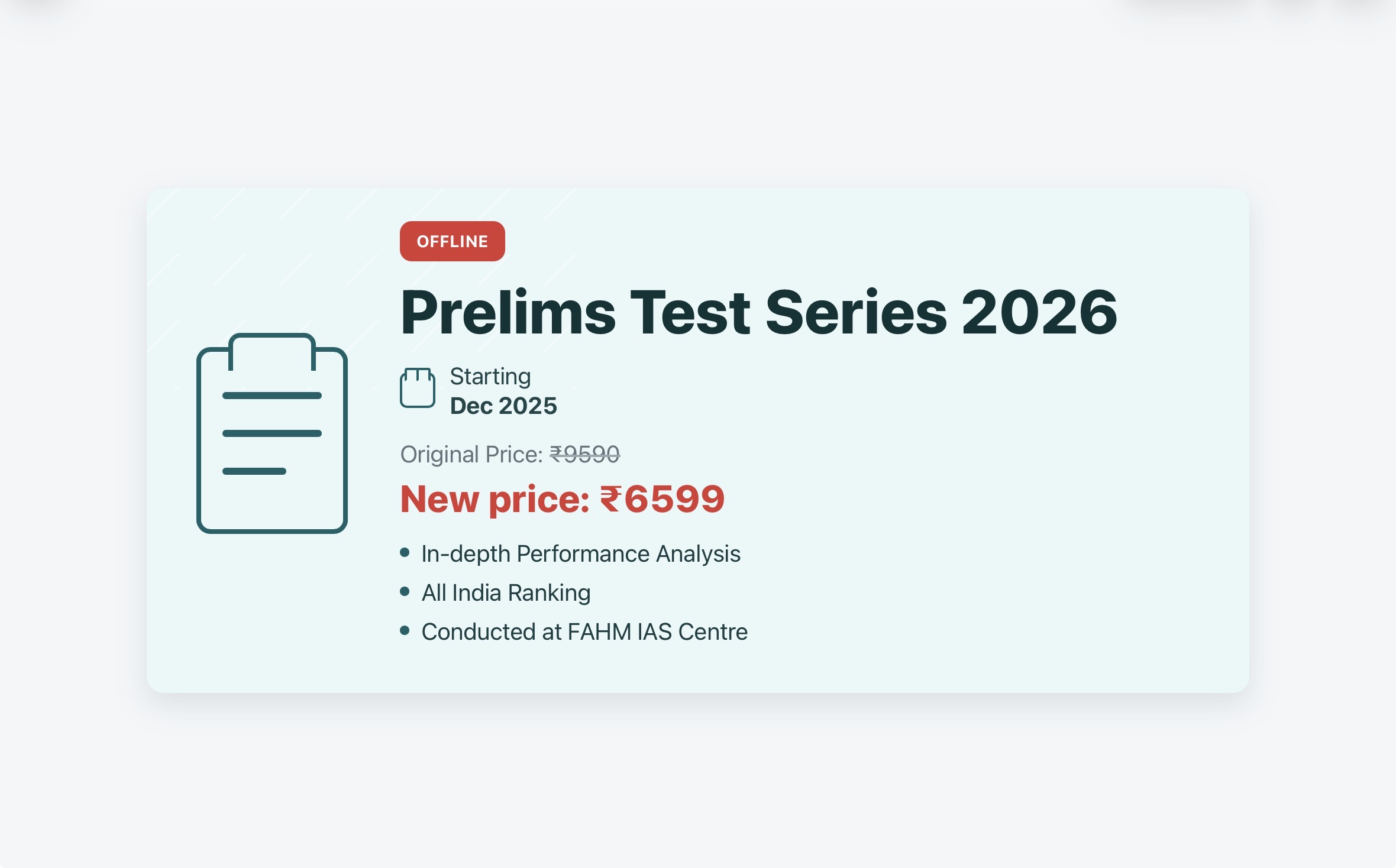 FAHM IAS test series and analytics dashboard